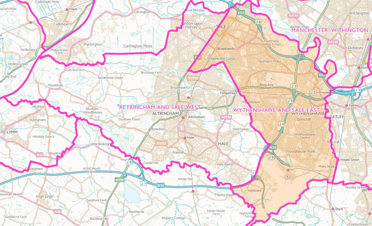 Manchester constituencies - Wythenshawe, Altrincham, Sale